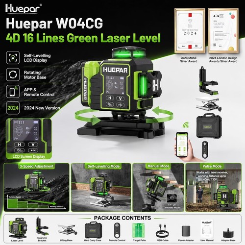 Huepar w04cg laser level - 4d,